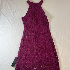 NWT Lulus Burgundy Lace Floral Pattern Sleeveless‎ KneeLength Dress Womens Small